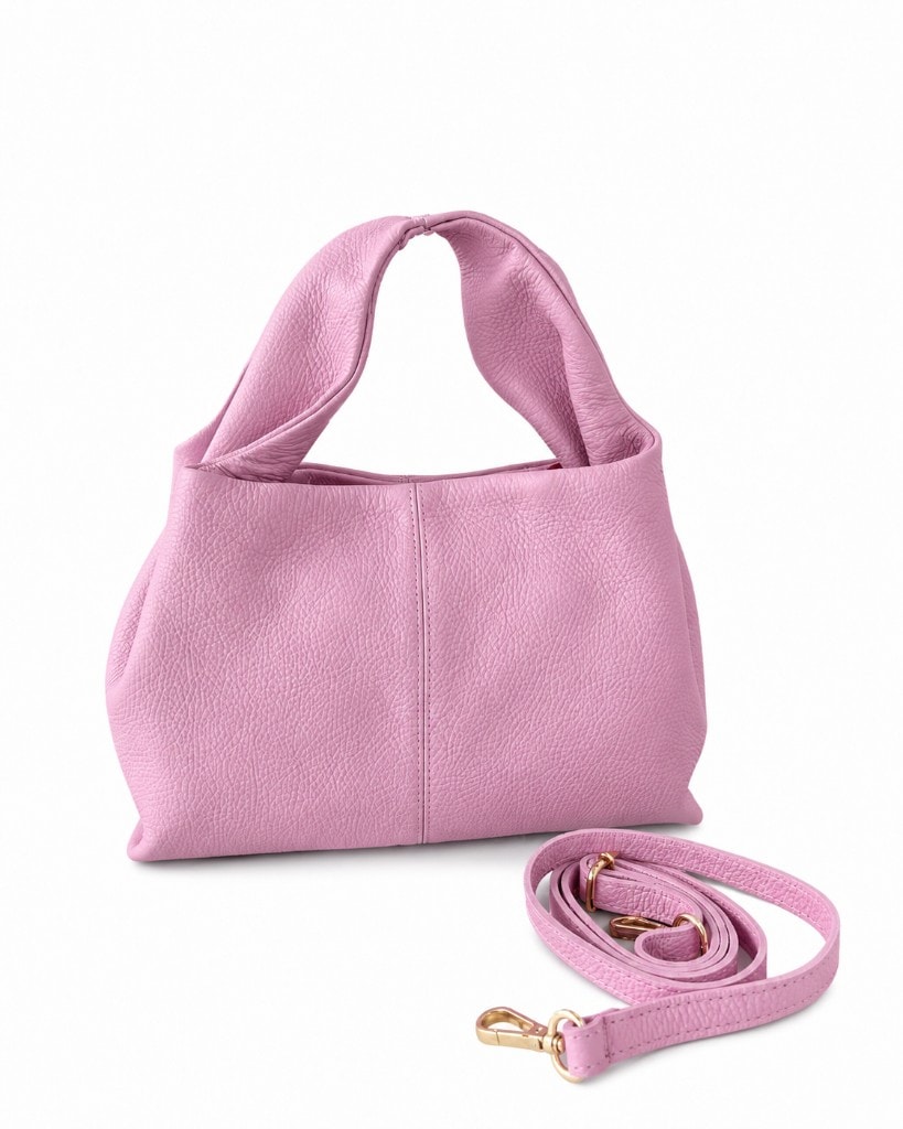 Elegant Leather Hobo Bag Pink — вид спереди