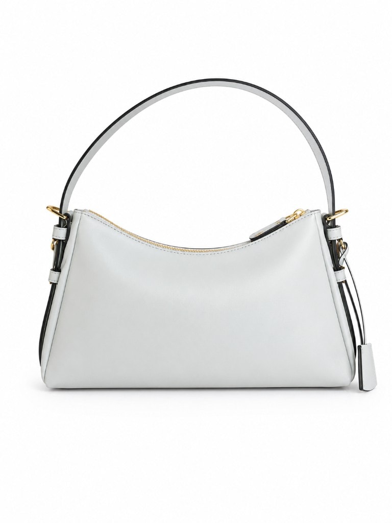 Elegant Leather Hobo Bag White — вид спереди