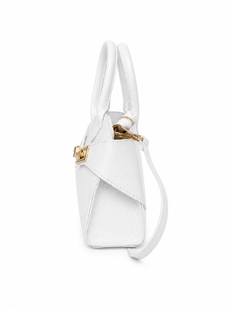 Mini Elegance Top Handle Bag White — сбоку