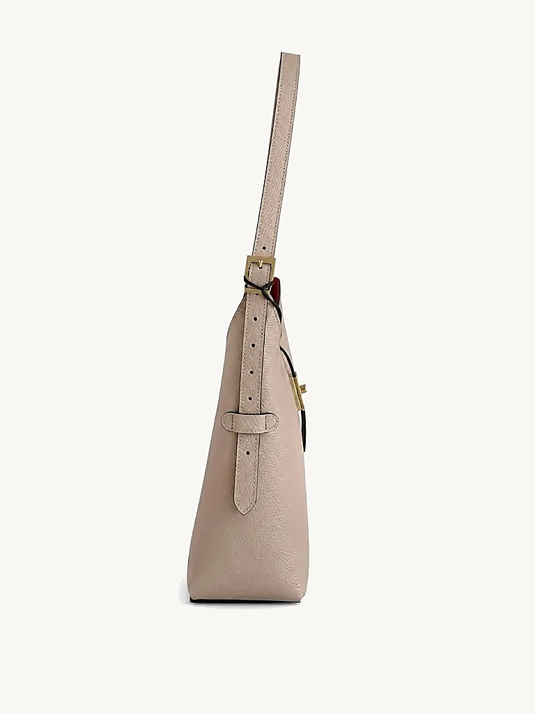 Elegant Leather Hobo Bag Taupe — ракурс