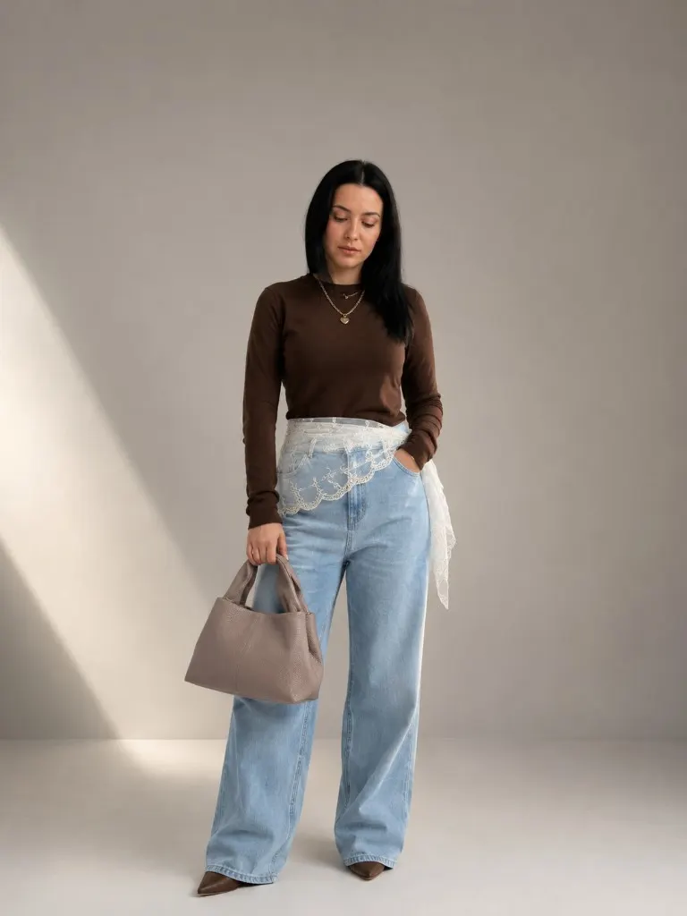 Elegant Leather Hobo Bag Taupe в образе